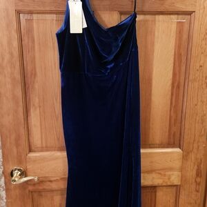 Elegant Blue Velvet Dress